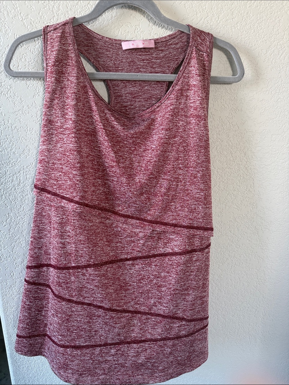 Women’s Sleeveless Heathered Nursing Tank Top in Burgundy